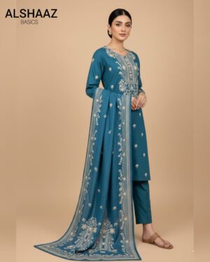 Azure Embroidered 3 Piece