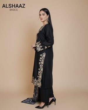 Black Embroidered 3-Piece