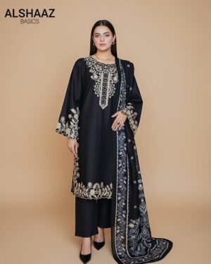 Black Embroidered 3-Piece